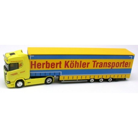 Scania CS20 + semi-rqe Pte engin bâchée "Herbert Köhler Transporte"
