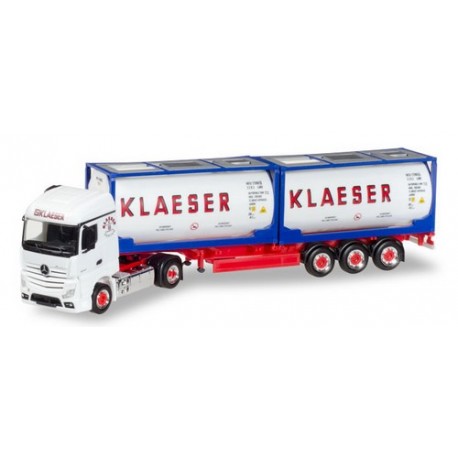 MB Actros Streamspace + semi-rqe Pte containers citerne 20' "Klaeser"