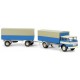 Liaz/Skoda 706 camion + remorque bâchée (bleu à bande et jantes blanches)