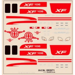 Planche de décalcomanie pour Daf XF 106 (couleur rouge)