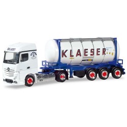 MB Actros StreamSpace + semi-remorque Porte container citerne 24' "Klaeser"