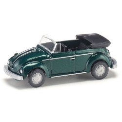 VW Coccinelle cabriolet ouvert vert foncé métallisé (1964)