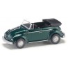 VW Coccinelle cabriolet ouvert vert foncé métallisé (1964)