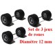 Set de 3 jeux de roues motrices jumelées gris alu (diamètre 12 mm)