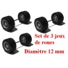 Set de 3 jeux de roues motrices jumelées gris alu (diamètre 12 mm)
