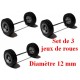 Set de 3 jeux de roues pour remorques et semi gris alu (diamètre 12 mm)