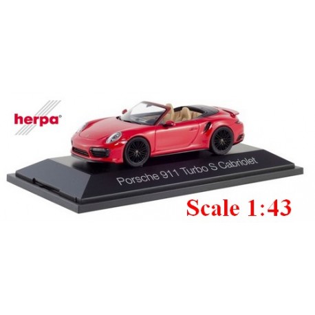 Echelle 1/43 Porsche 911 Turbo S Cabriolet rouge carmin Herpa