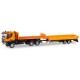 Iveco Trakker camion Porte plateau 6×6 + remorque à ridelles orange