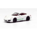 Porsche 911 Carrera 2 blanche avec jantes noires et marquages latéraux verts "porsche"