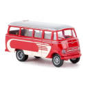 MB O 319 minibus  rouge avec bandes crèmes et toit gris (1955)