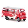 MB O 319 minibus  rouge avec bandes crèmes et toit gris (1955)