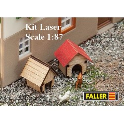 Set de 2 niches de chien (kit laser - bois et carton -  à monter)