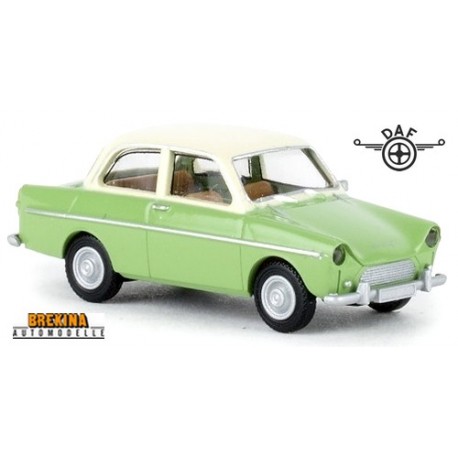 Daf 600 berline 2 portes (1960) vert clair à toit crème