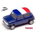 Austin Mini Cooper rouge avec drapeau tricolore (France)