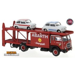 Fiat 642 camion de transport de voiture "Abarth - Campagnolo - Shell" (1962) + 2 Fiat 500 "Abarth"
