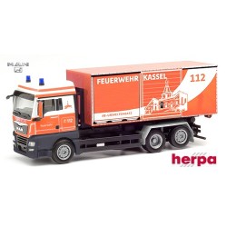MAN TGX XLX camion Pte berce déposable "Fw Kassel" (rouge fluo)