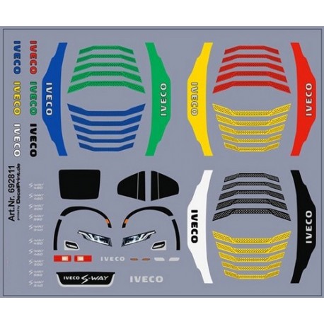 Planche de décalcomanies pour Iveco S-way (rouge - jaune - vert - bleu - noir)