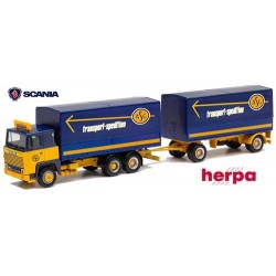 Scania 141 camion + remorque bâchée "ASG Transport Spedition“ (Suède)