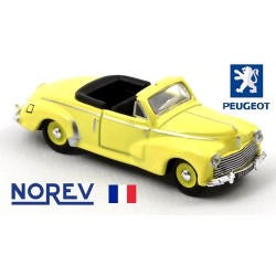 Peugeot 203 cabriolet ouvert 1952 jaune soufre - aménagement noir