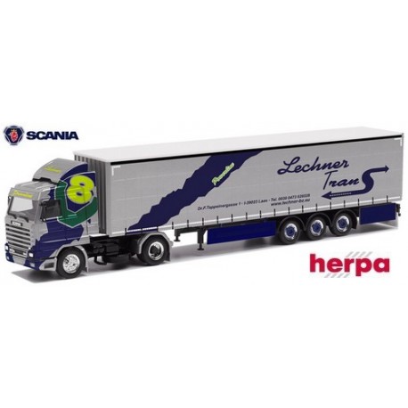 Scania 143 420 V8 + semi-remorque tautliner "Lechner Trans"