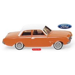 Ford 17M berline 2 portes (1960) orange à toit blanc