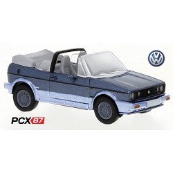 VW Golf I cabriolet ouvert (1991) bleu foncé et gris métallisé - Gamme PCX87