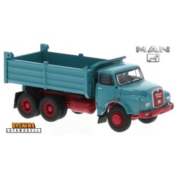 MAN 26.280 DHAK camion benne basculante 6x6 (1972) bleu turquoise à châssis rouge