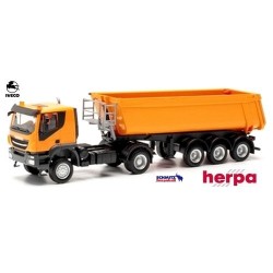 Iveco Trakker 4x4 + semi-remorque benne Schmitz-Cargobull orange