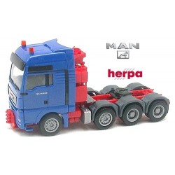 Man TGX XXL Tracteur lourd 8x4 bleu à châssis rouge
