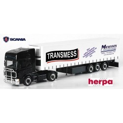 Scania 4er TL + semi-remorque tautliner "Transmess" (avec pare-buffles chromé)