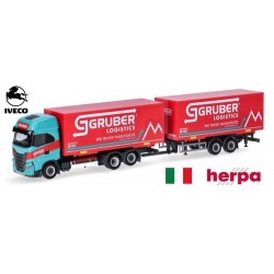 Iveco S-Way LNG camion + remorque Porte caisses fourgon "Gruber" (Italie)