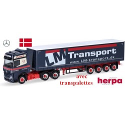 MB Actros Bigspace '11 + semi-remorque tautliner 4 essieux ""Leif Møller" (DK) avec transpalettes