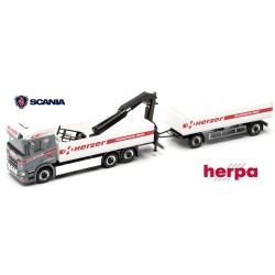 Scania CR 20 ND camion & grue + remorque ridelles "Herzer Transporte Wien" (A)