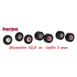 Set de 2 jeux de roues à flasques argentés à moyeu rouge pour tracteur routier 6x4 (12,8x3 mm) et roue de secours