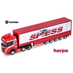 Scania CS 20 HD  6x2 + semi-remorque Porte engin bâchée 5 essieux "Spiess"
