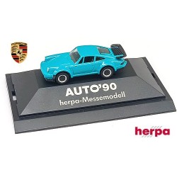 Porsche 911 Turbo (930 - 1975) bleu turquoise - PC ( Auto'90 - Herpa Messemodell)
