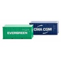 Set de 2 containers 20' crénelés CMA-CGM - Evergreen